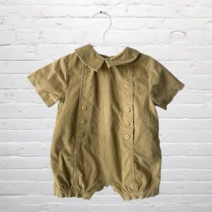 Luli & Me // Tan Timeless Classic Boys Romper with Collar
